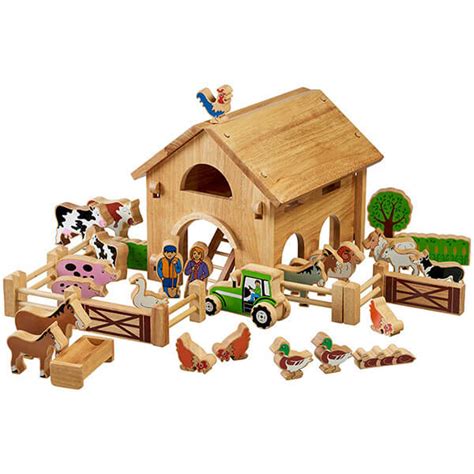 Spielset Bauernhof XL aus Holz, natur - - Abenteuer Bauernhof