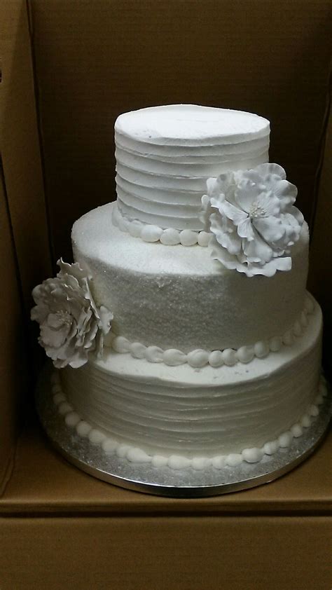 3 tier cake Wedding cake designs Walmart wedding cakes Buttercream icing Large flowers | Walmart ...