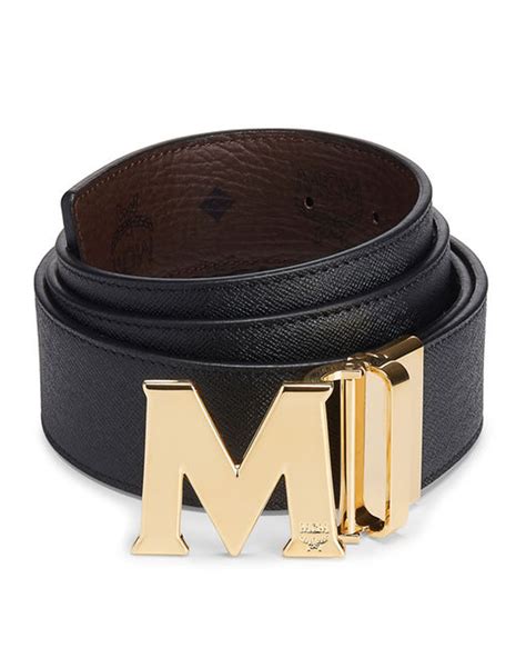 Mcm Claus Reversible Saffiano Leather Belt in Black | Lyst