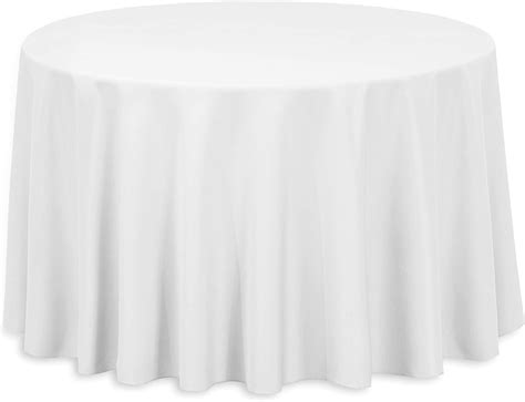 Amazon.com: LinenTablecloth 108-Inch Round Polyester Tablecloth White ...