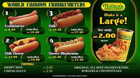 Nathan's Famous Menu, Menu for Nathan's Famous, SS 7, Selangor - Zomato Malaysia