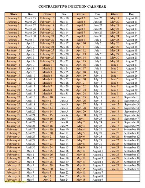 Printable Depo Provera Calendar 2024