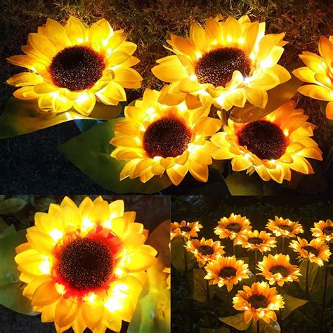 Solar Lights Outdoor Garden Stake, Large Sunflower Solar Powered Flower ...