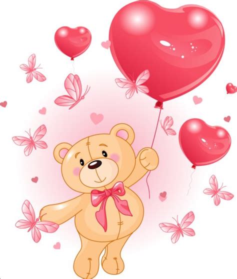 Teddy bear with heart balloon vector free download