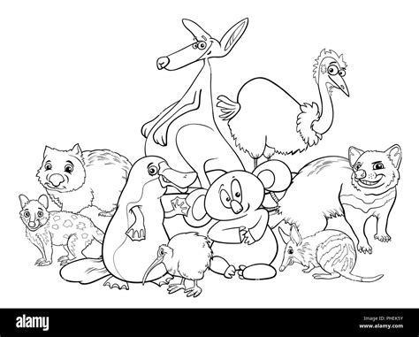 Australian animals cartoon coloring book Stock Photo - Alamy