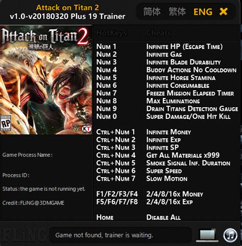 Trainer Attack on Titan 2 ~ MODS GAMES