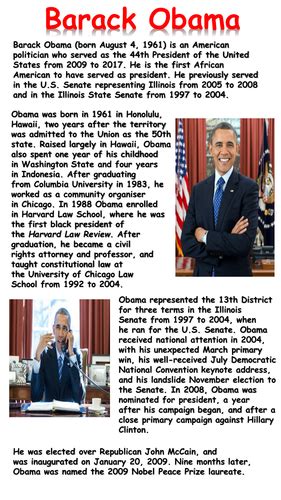 Barack Obama Mini Biography | Teaching Resources