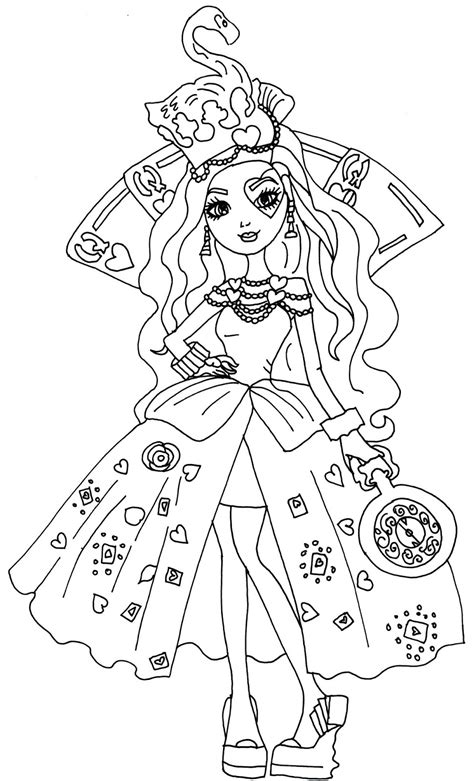 Free Printable Ever After High Coloring Pages: Lizzie Hearts Way Too ...