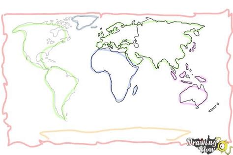 How to Draw a World Map - Step 7 | Map, World map, Maps for kids