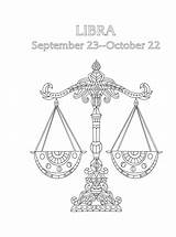 Zodiac Coloring Libra Sign Pages Signs Printable Signos Para Colouring  sketch template