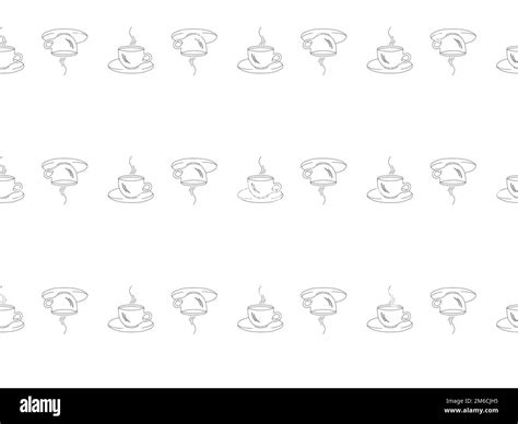 Seamless pattern on a white background with black silhouettes of cups of coffee Stock Photo - Alamy