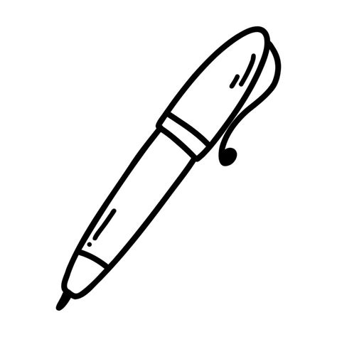 Hand drawn doodle of pen icon. Vector sketch illustration of black outline writing school ...