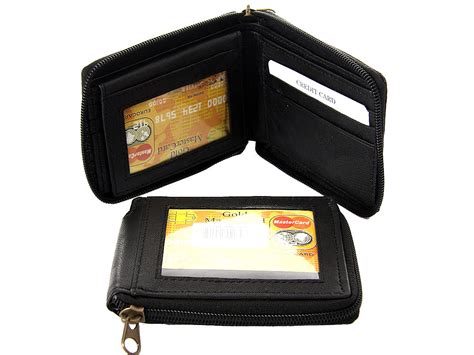 Men's BiFold Double Bill Zip Around 6 Credit Card 3 ID Window Zippered ...