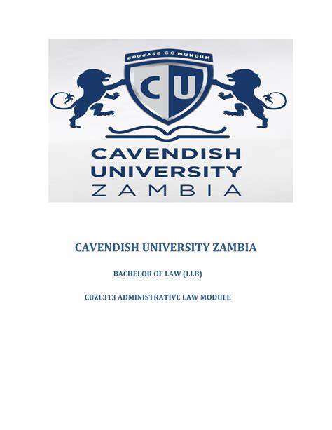 CUZL313Administrative Law I - CAVENDISH UNIVERSITY ZAMBIA BACHELOR OF ...