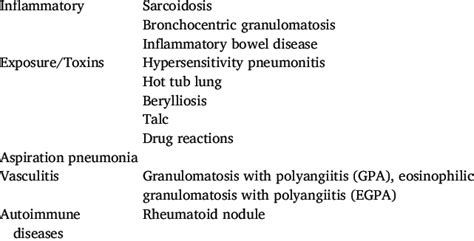 Differential diagnosis of granulomatous lung disease. Infectious lung ...