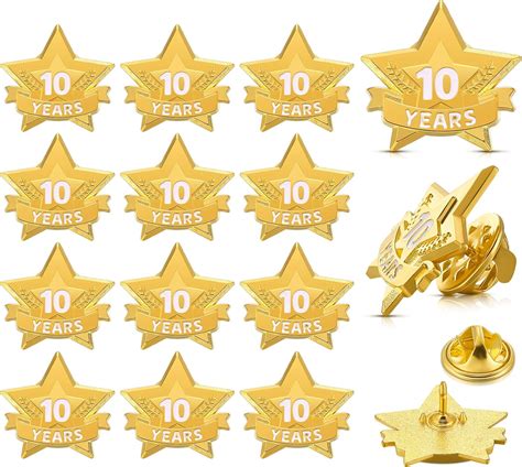 Amazon.com : Tigeen 12 Pcs Year Service Reward Pins Star Enamel Pins Pins Year of Service Award ...