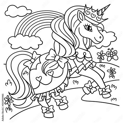 Unicorn Princess Coloring Page for Kids Stock Vector | Adobe Stock