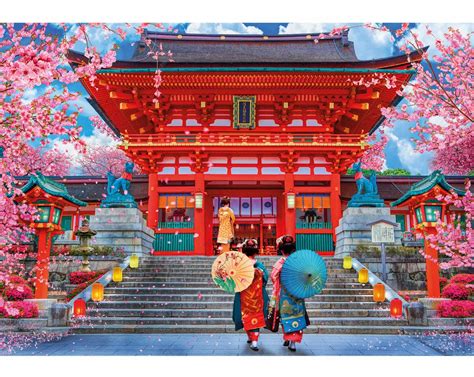 Spring Sakura | Japanese temple, Sakura illustration, Landscape paintings