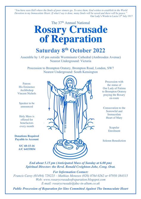 The 37th Annual National Rosary Crusade of Reparation, processing from Westminster Cathedral to ...