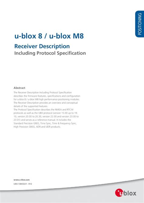 (PDF) u-blox 8 / u-blox M8 - RS Components · 2019. 10. 13. · u-blox 8 ...