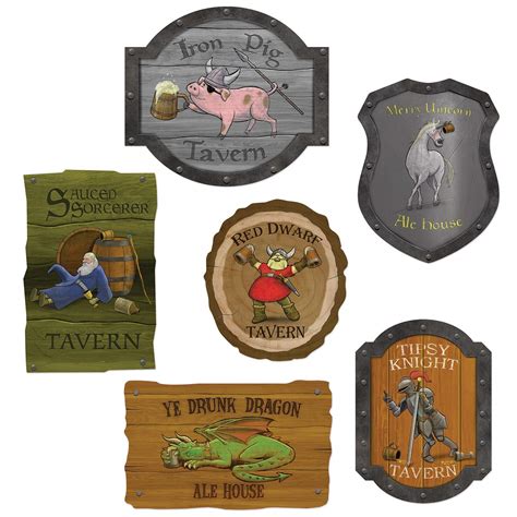 Buy Beistle Medieval Tavern Sign Cutouts - 6 Pcs, multi-colored Online at desertcartUAE