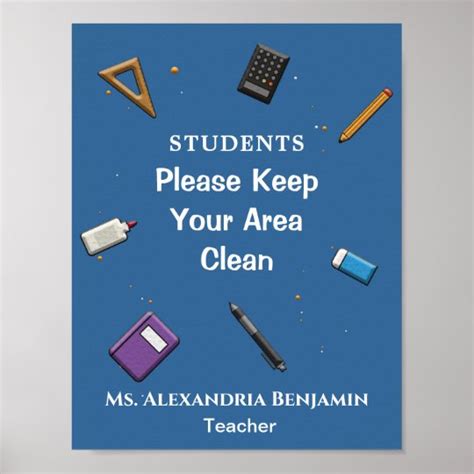 Cleanliness Keep Your Area Clean School Students Poster | Zazzle.com