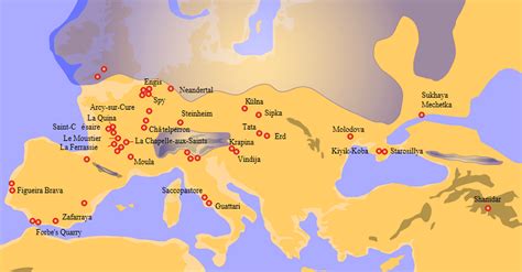 Neanderthal sites (Illustration) - World History Encyclopedia