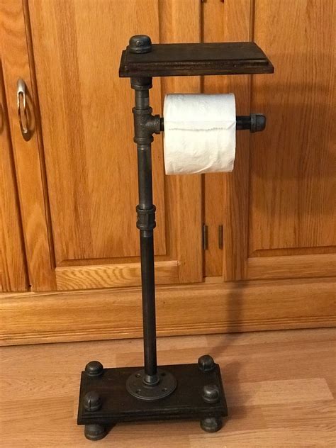 Industrial Style freestanding single roll toilet paper holder | Etsy ...