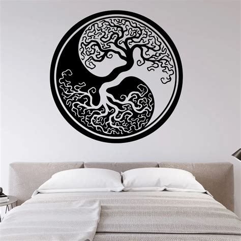 Large Tree Of Life Yin Yang Classic Round Wall Decals Tree Dot Wall ...