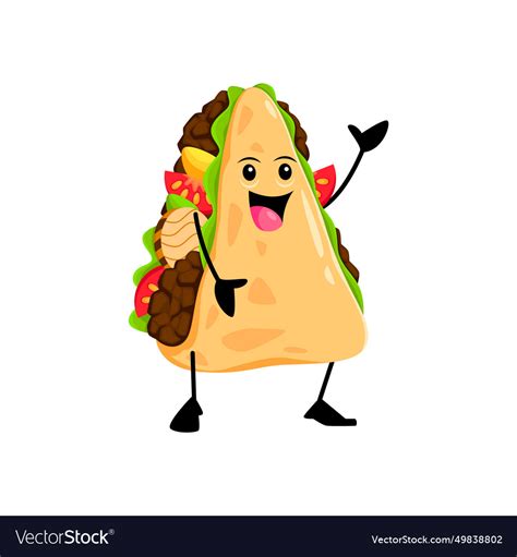 Cartoon cheerful quesadilla fast food character Vector Image