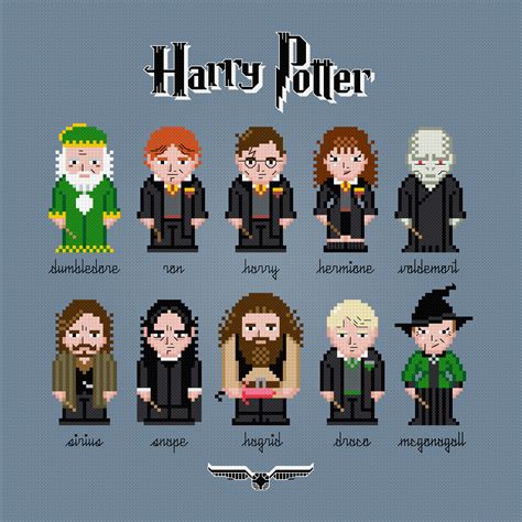 Harry Potter Movie Characters - Harry, Ron and Hermione Cross-Stitch Pattern