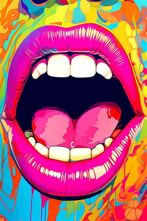 Wall Art Print | Mouth with licking tongue | Europosters