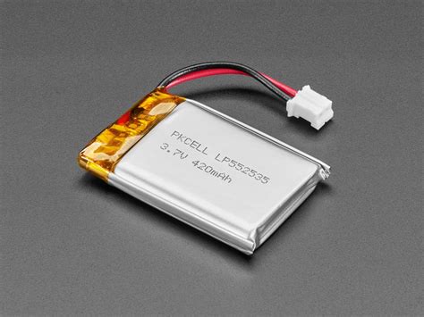 Lithium Ion Polymer Battery with Short Cable - 3.7V 420mAh : ID 4236 : Adafruit Industries ...