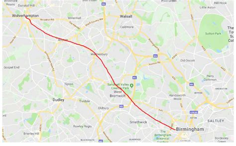 Geographical overview of West Midlands Metro line | Download Scientific ...