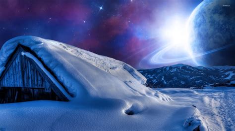 Planet in the sky during a winter night wallpaper - Fantasy wallpapers - #19769