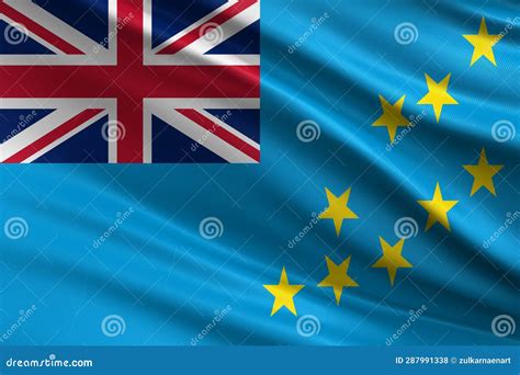 Tuvalu Flag with Fabric Texture, Official Colors, 3D Illustration Stock Illustration ...