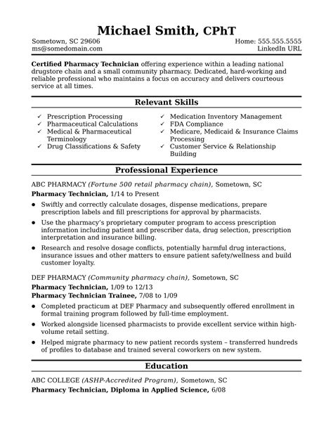 Midlevel Pharmacy Technician Resume Sample | Monster.com