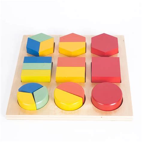 Baby Wooden Building Block Montessori Early Educational Toys Intellectual Geometry Toy Child ...