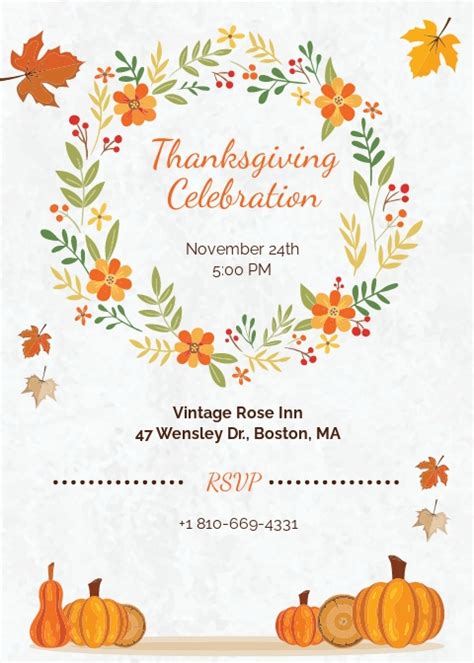 Printable Thanksgiving Invitation Template - Word, Apple Pages, PSD ...