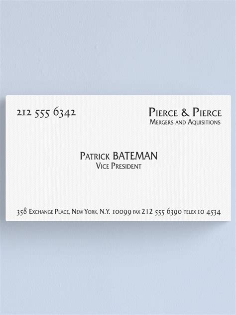 "Patrick Bateman Business Card" Canvas Print for Sale by Troyvart | Redbubble