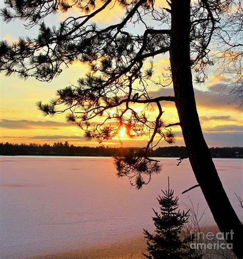 Sunset Over the Frozen Lake, Minnesota Photograph by Ann Brown | Fine Art America