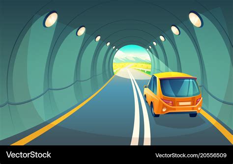 Tunnel with car highway for vehicle Royalty Free Vector