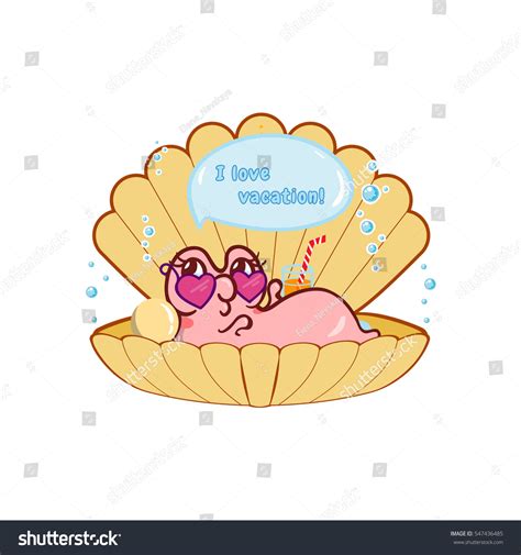 Vector Cartoon Art Pretty Pearl Oyster Stock Vector 547436485 ...