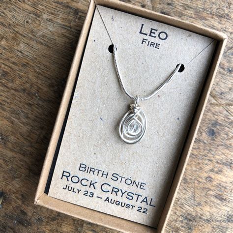 Leo Necklace Birthstone Rock Crystal Necklace Zodiac Sign | Etsy