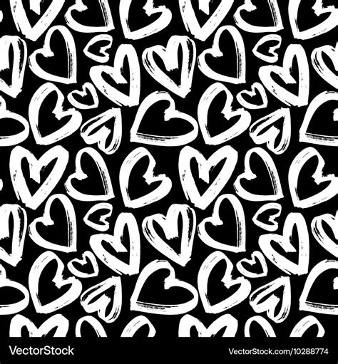 Seamless pattern white heart on black background Vector Image