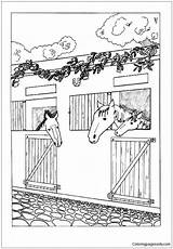 Horses In The Stable Coloring Page  Free Pages Online sketch template