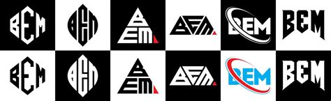 BEM letter logo design in six style. BEM polygon, circle, triangle ...