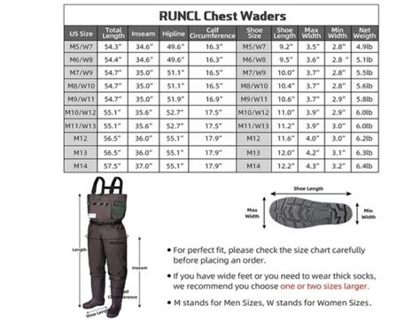 Banded Waders Size Chart