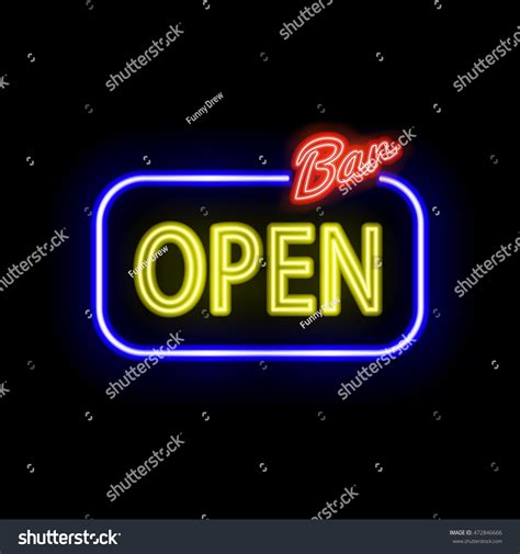 Vector Neon Sign Type Bar Open Stock Vector (Royalty Free) 472846666 ...