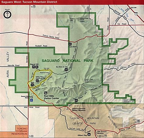 Western Saguaro National Park Map, Tucson Mountain District, Arizona ...